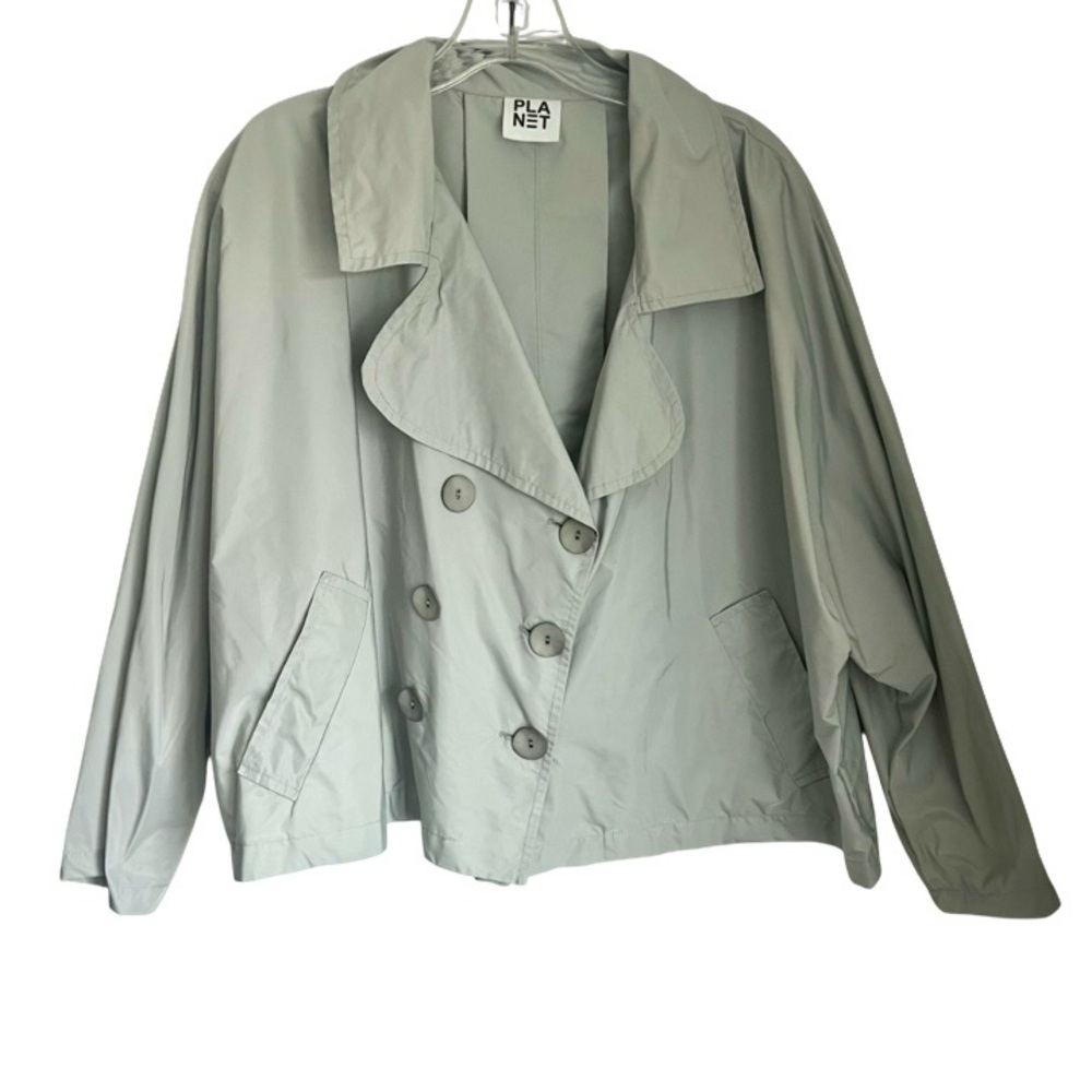 Planet by Lauren G Light Gray Double Breasted Jacket Women's Size 2